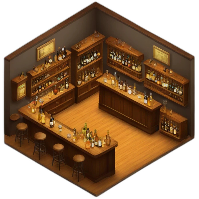 Whiskey bar isometric emoji