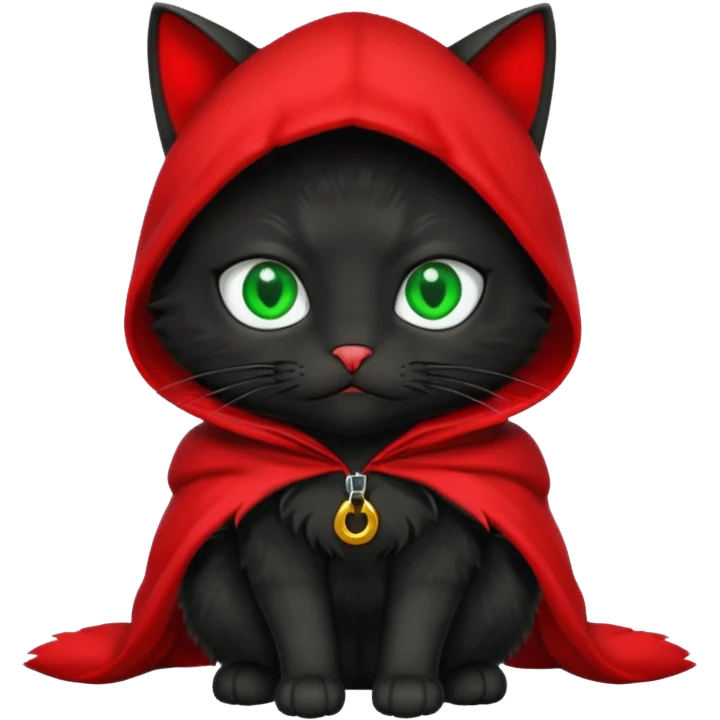 Black Cat with red hood emoji
