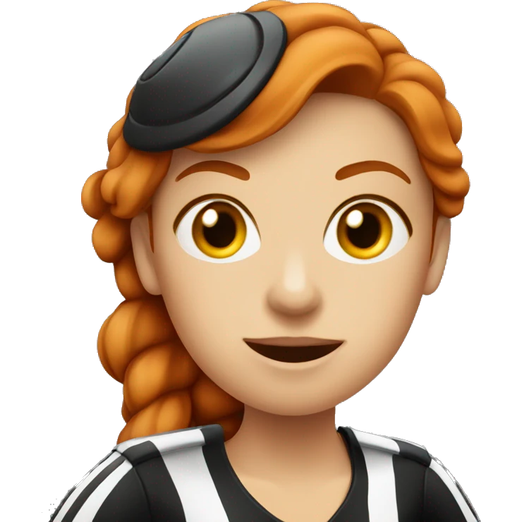 redhead female referee with whistle emoji
