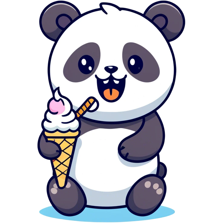 Panda eating ice cream emoji