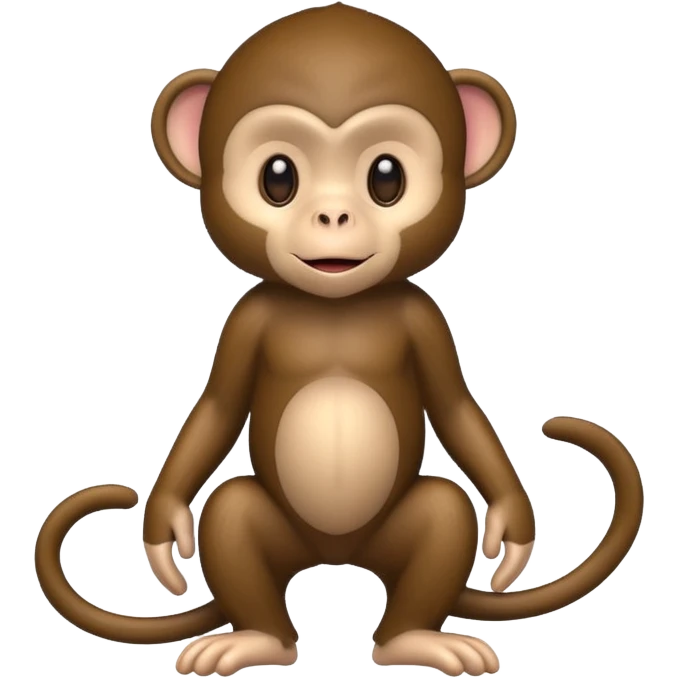 Cute 2.5D shading with fur and dark brown color Graphics. Front View Standing Monkey. For kids. emoji