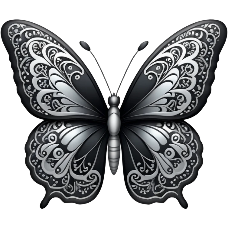 butterfly black and silver emoji