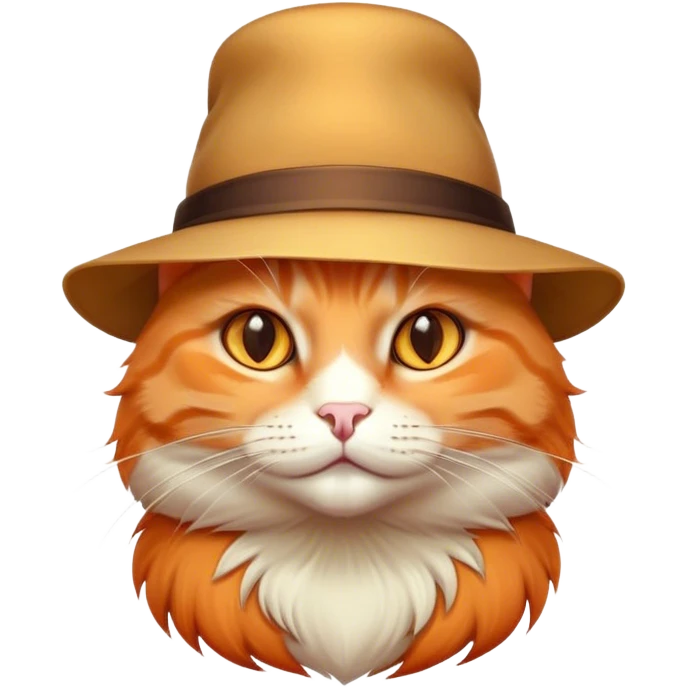 elegant business orange cat with hat emoji