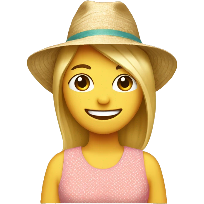 Healthy Caucasian emoji wearing a sunhat emoji