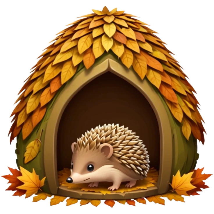 Hedgehog hut made of leaves emoji