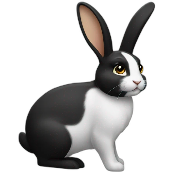 Lapin noir et blanc oreilles qui tombent emoji