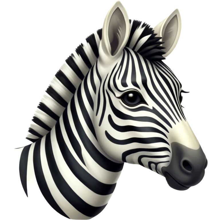 Cinematic Noble Zebra Portrait Emoji, Poised and regal, with a lean, elegant build, a long, graceful equine snout and striking fur of bold black and white stripes, deep-set soulful piercing eyes, Simplified yet sharp and sophisticated features, highly detailed, glowing with a soft, dignified glow, high shine, intelligent and graceful, stylized with an air of savannah chic, focused and attentive, soft glowing outline, capturing the essence of a watchful and confident equine that feels as though it could gallop out of the screen with effortless authority! emoji