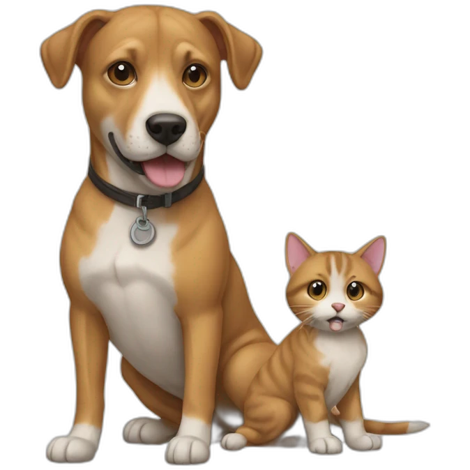 Chien avec chat emoji
