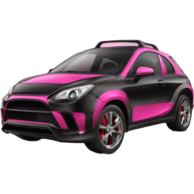 Una auto da super baddie nera con le fiamme rosa e la musica forte e veloce e sportiva e demure emoji