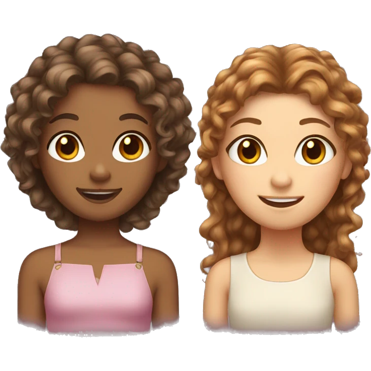 Two girls curly brown hair and straight fairy hair  emoji