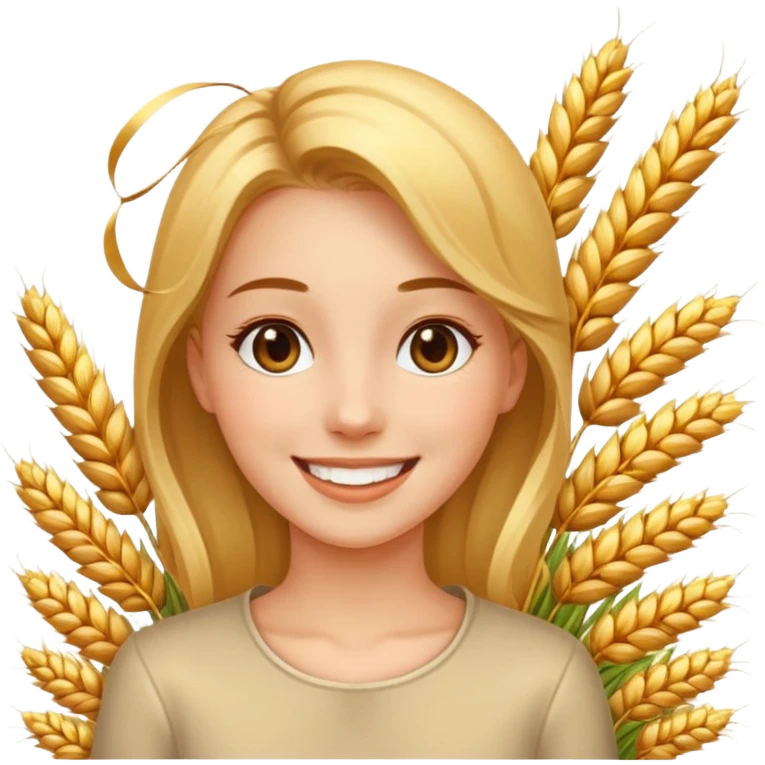 women happy satisfied with wheat flying arround emoji