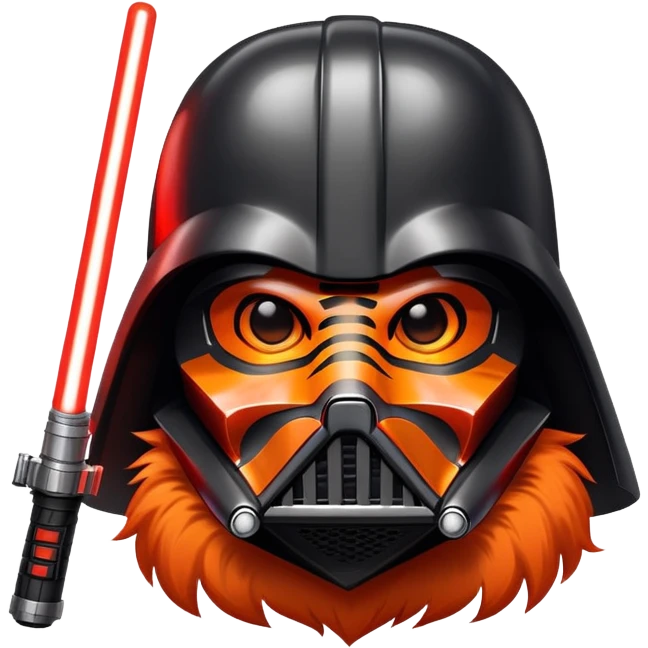 tiger face with Darth Vader helmet and red lightsaber for Twitch emote emoji