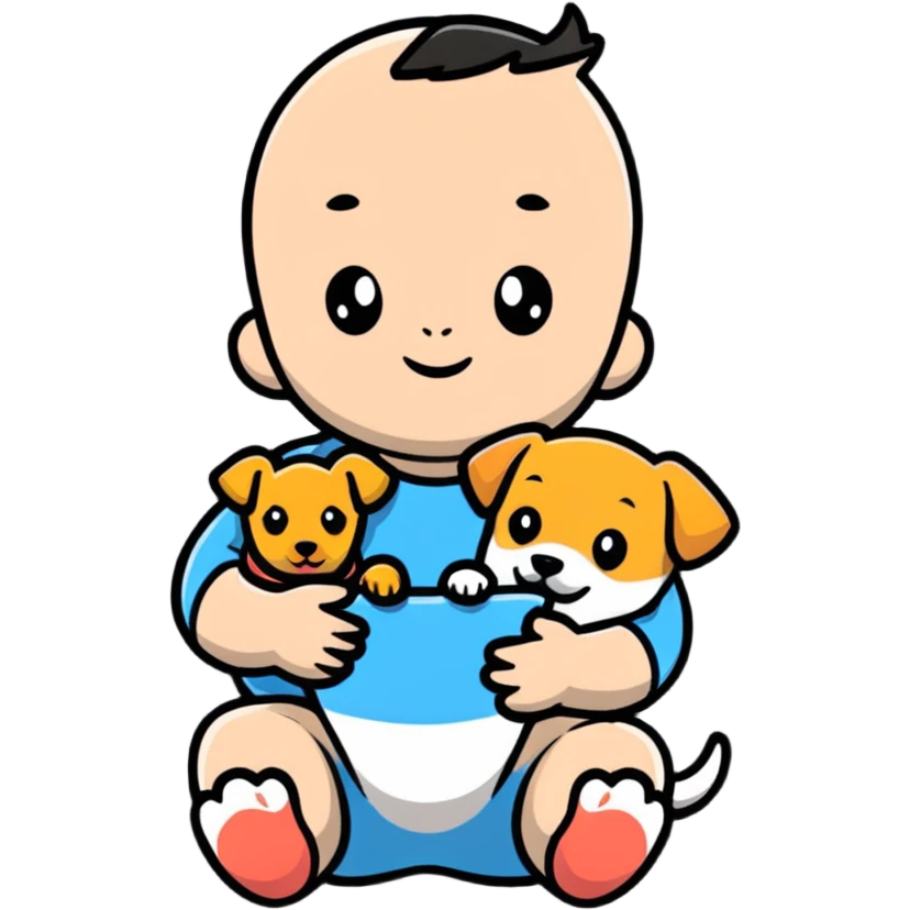 Baby holding a dog  emoji