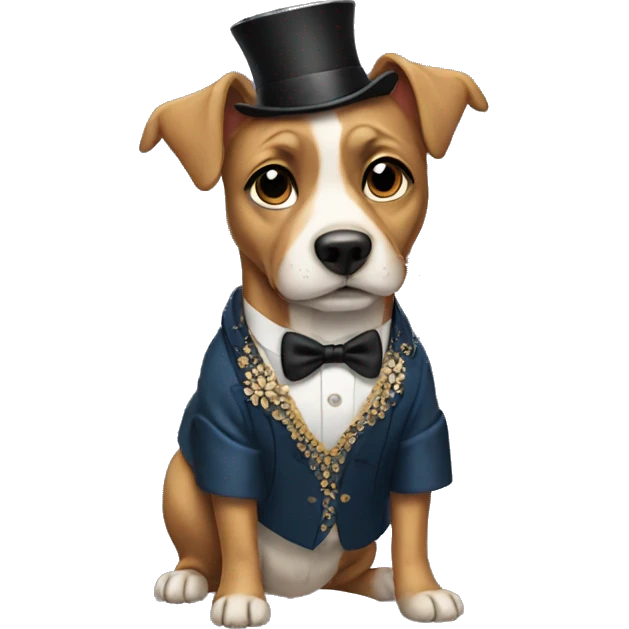 Dog wearing fancy clothes emoji