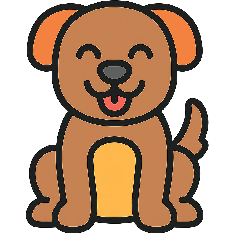 happy dog happy dog icon with color outline emoji