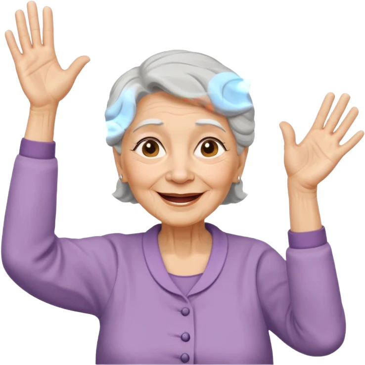 Old lady hands up raise the roof dancing  like she doesn’t care  emoji
