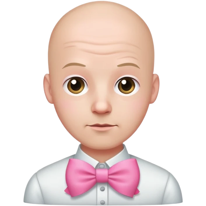 Bald man with a pink bow emoji