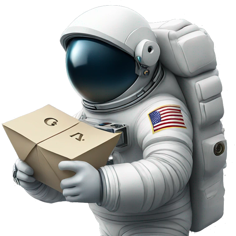 Astronaut holding letter G in space emoji