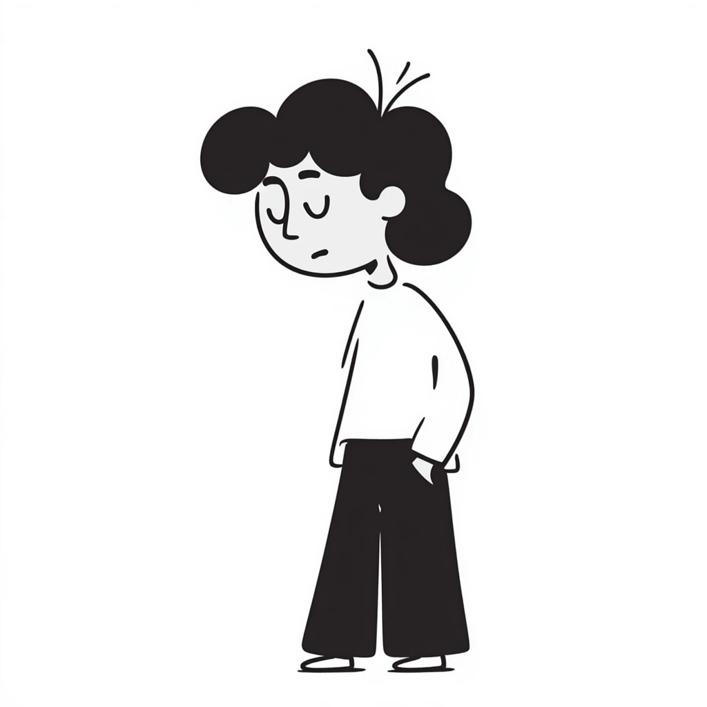 sad expression character, melancholic mood emoji