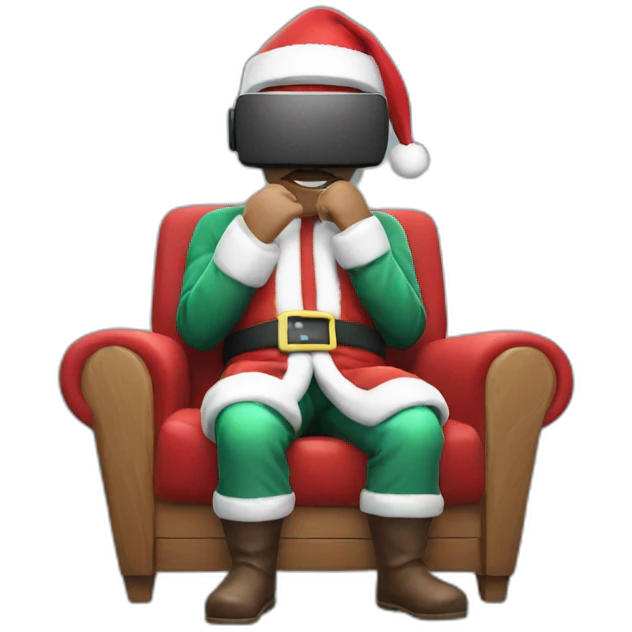 Santa in vr headset on chair emoji