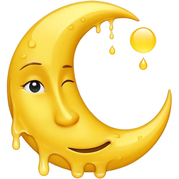 Melting waning crescent moon without any face and should in yellow colour emoji