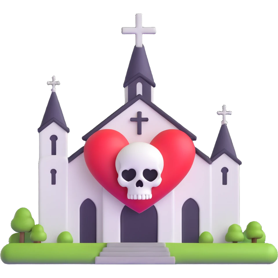 heart, skull, and church combined as one symbol emoji