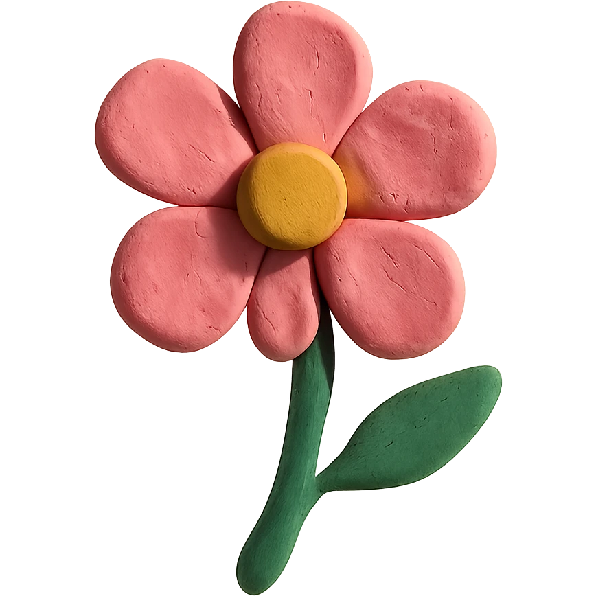 claymation style pink flower emoji