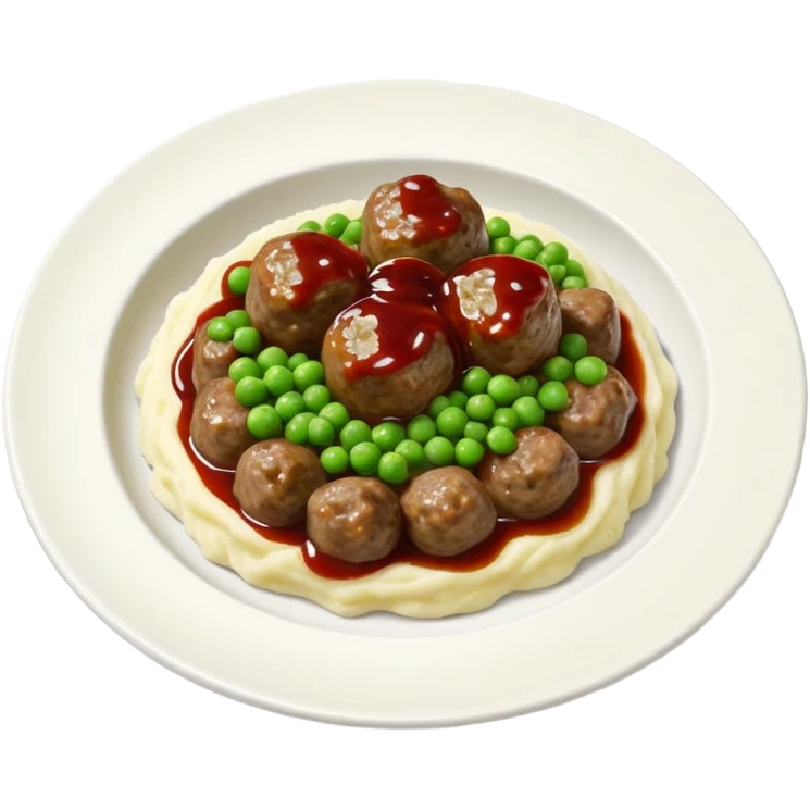 swedish ikea meatballs with mashed potatoes peas and jam emoji