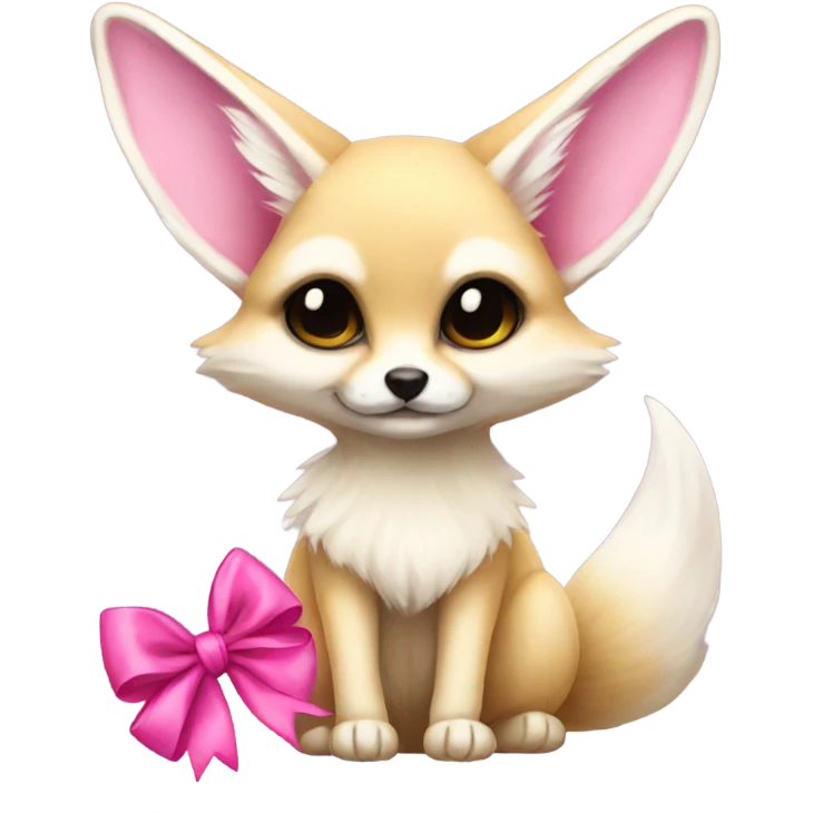 fennec with a pink bow emoji