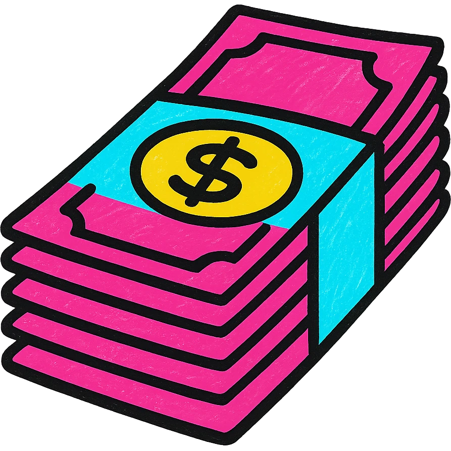 pink money, bold, vibrant, pop art, no text emoji