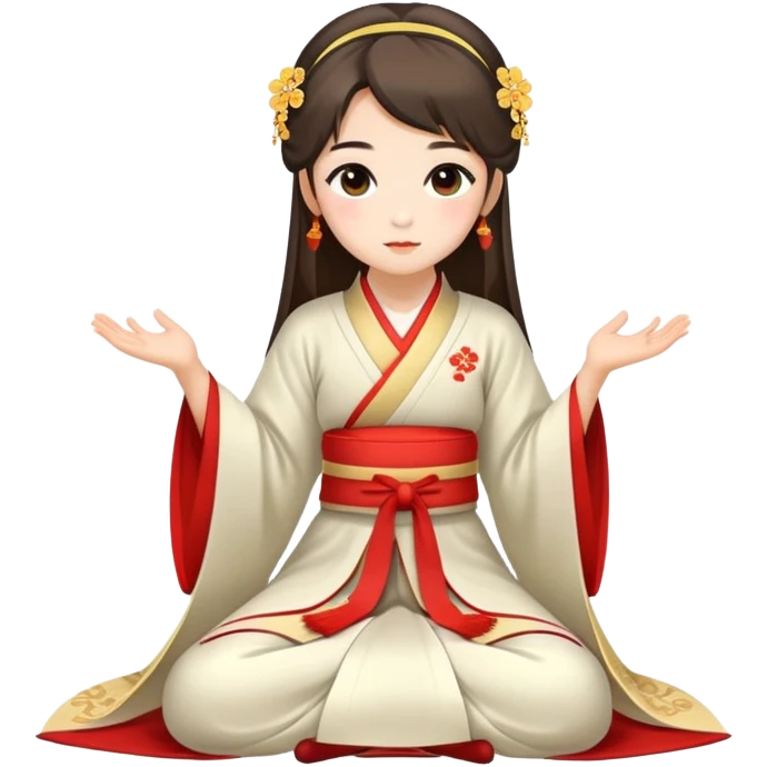 Beautiful girl in Hanfu sitting on the ground emoji