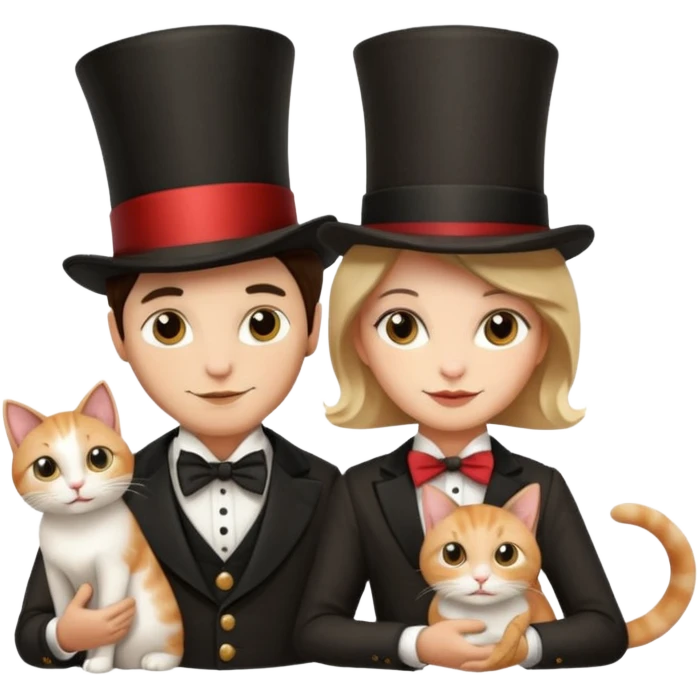 magician couple and their pet cat emoji