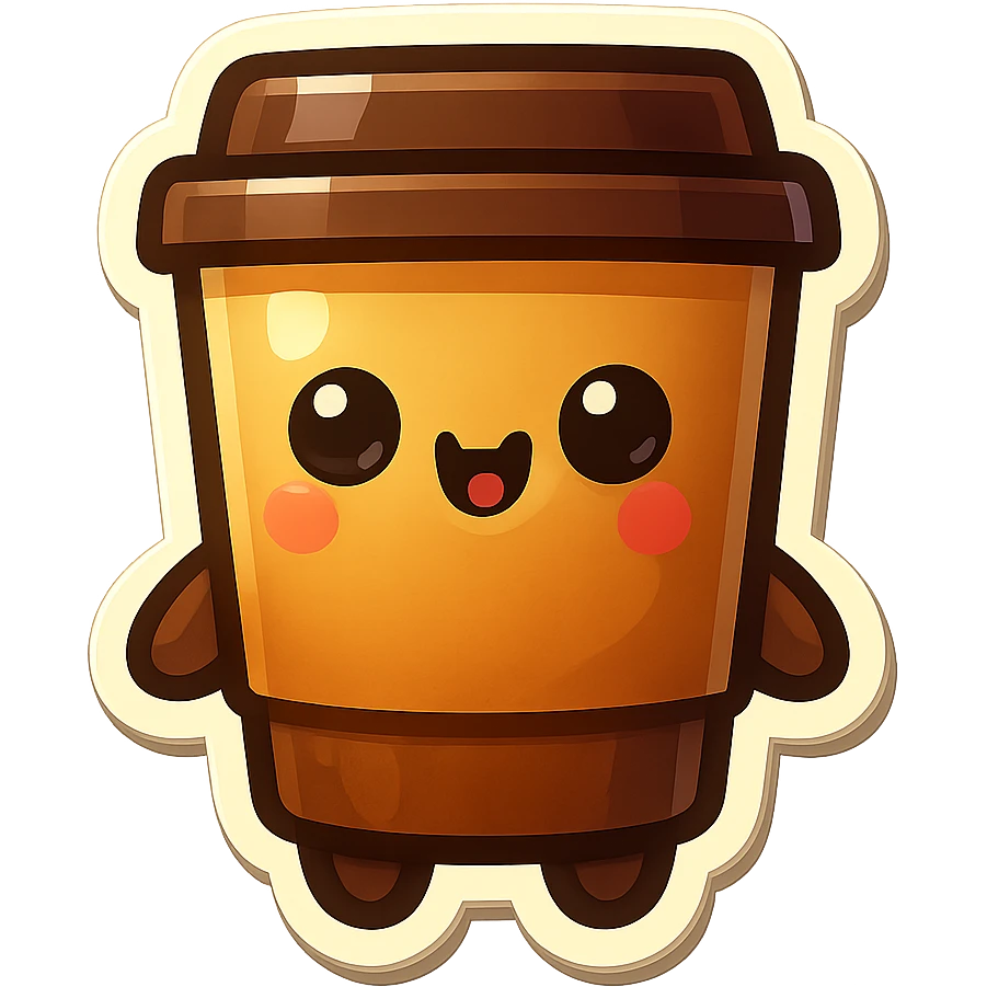 Tall coffee cup, melting brain emoji