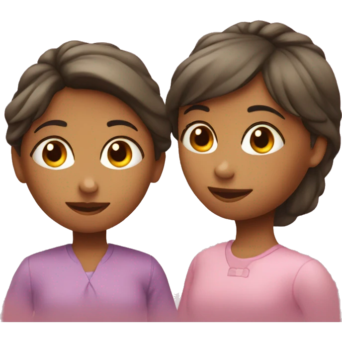 two little girls with mother emoji