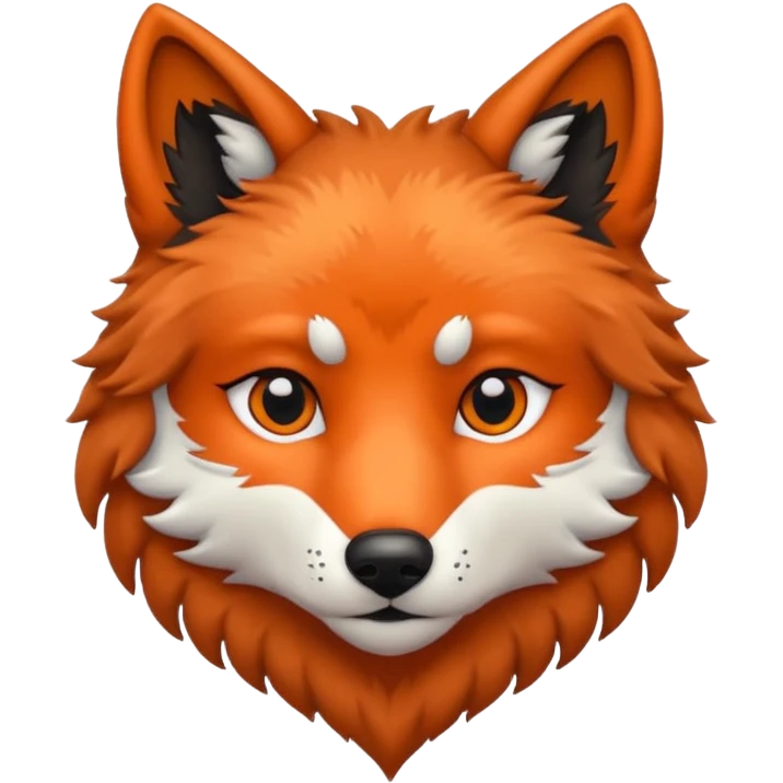 cute dark orange and black wolf head inside heart emoji