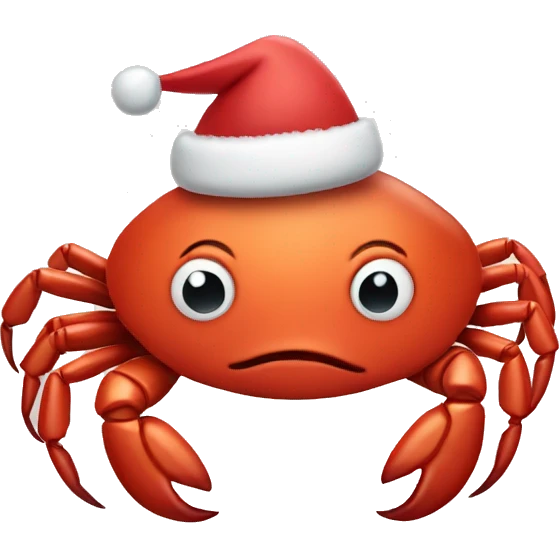 Crab wearing Christmas hat emoji