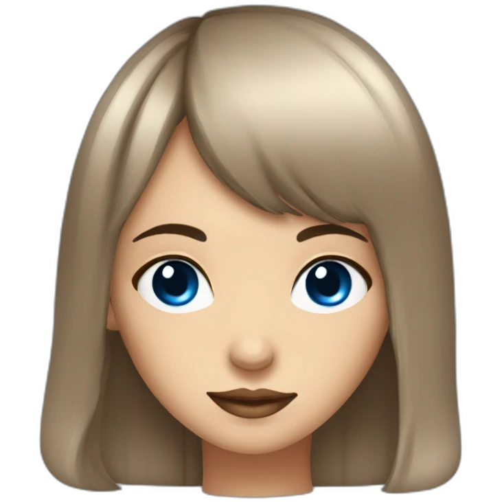 Fille aux yeux bleu brune avec yne frange emoji