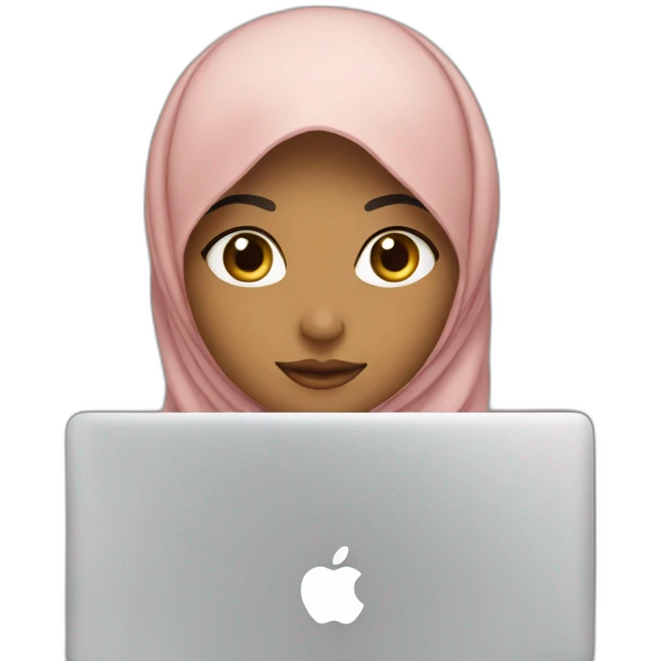 Hijab girl in front of MacBook 💻  emoji