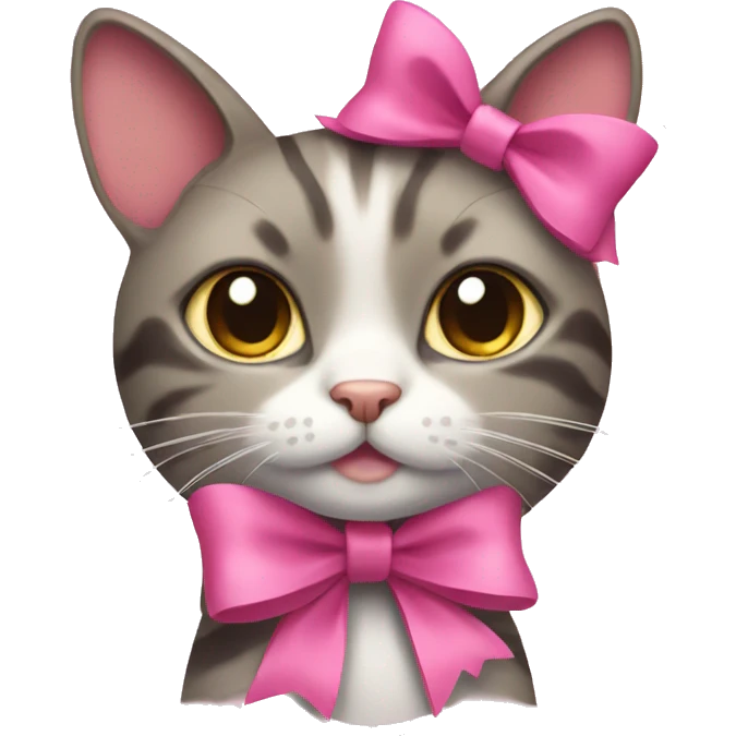Cat with pink bow  emoji