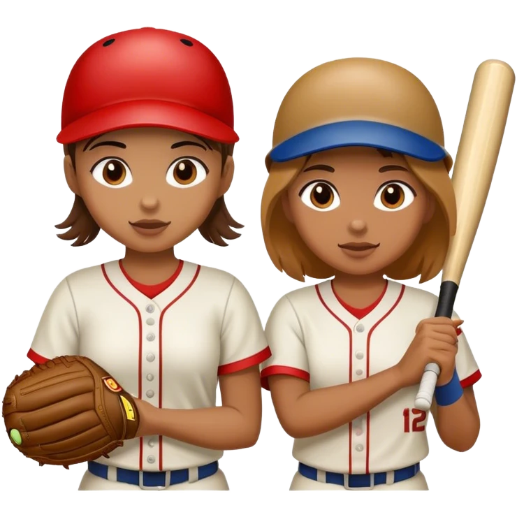 Girl playing softball with bro emoji