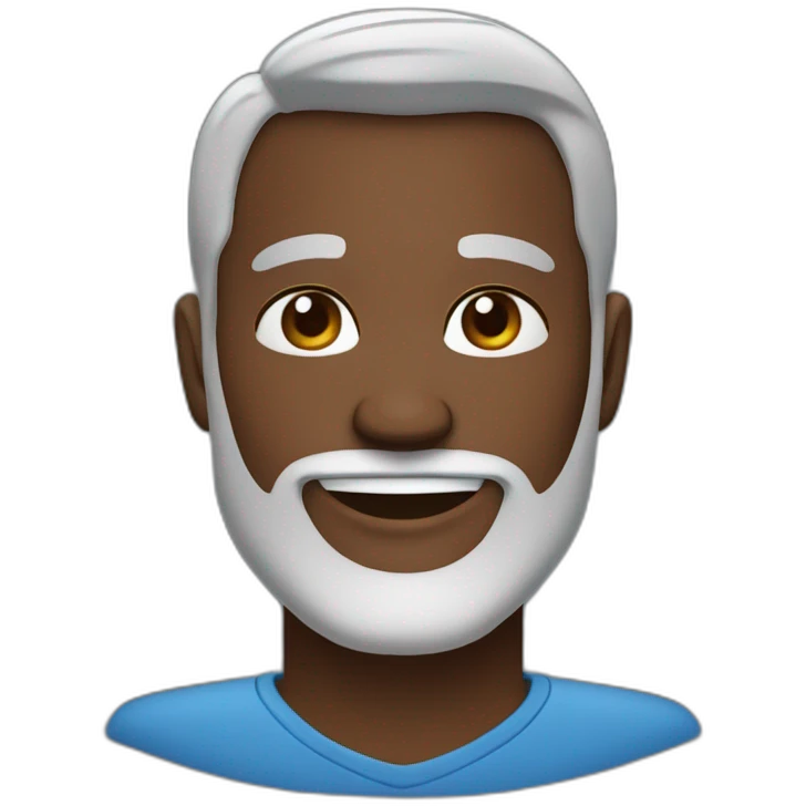 Personal coach with gray and white beard, earrings, beautiful smile, oval face and part on the right side, dark skin color, thick build emoji