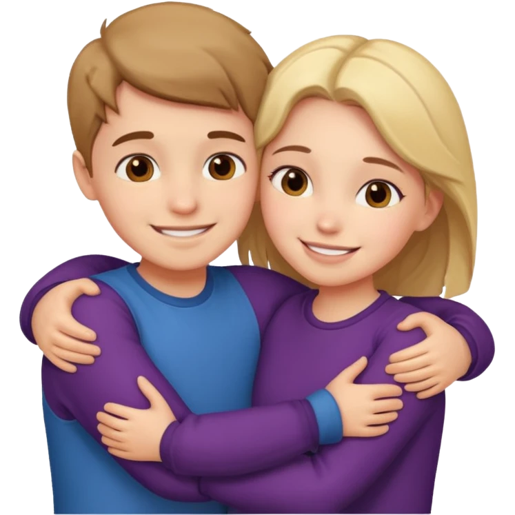 Boy and girl hugging each other in love emoji