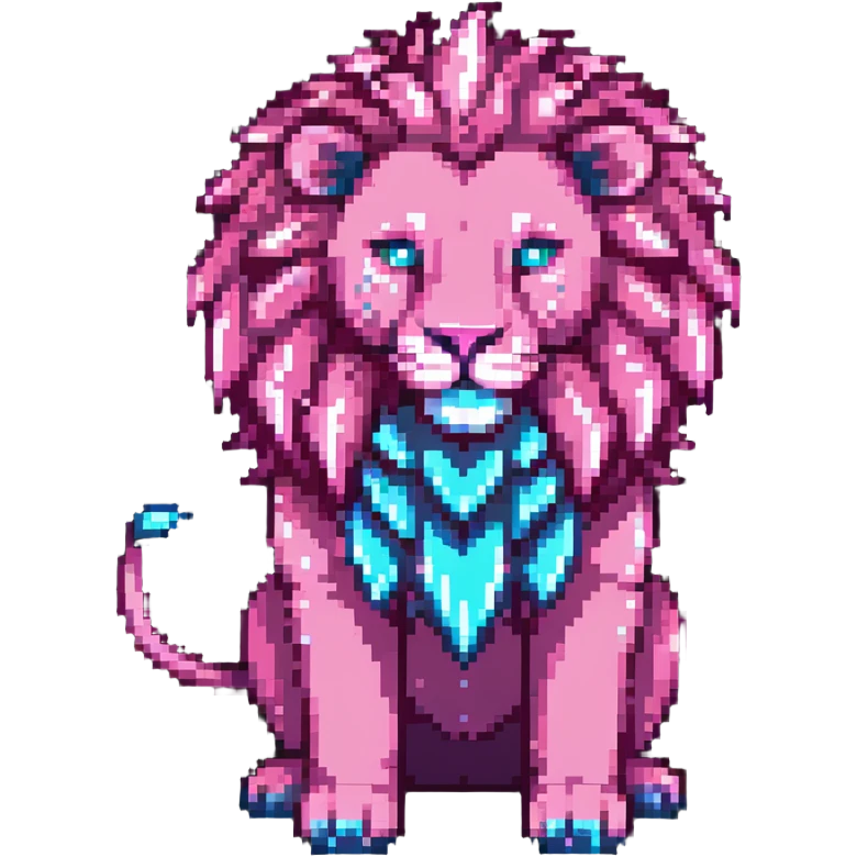 Pink magical lion with sparkles and glowing mane emoji