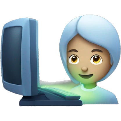 A person looking at a glowing computer screen emoji