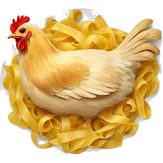 Chicken eating fettuccine emoji