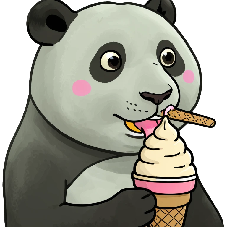 Panda eating ice cream emoji