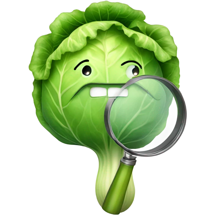 happy cabbage hold magnifying glass emoji