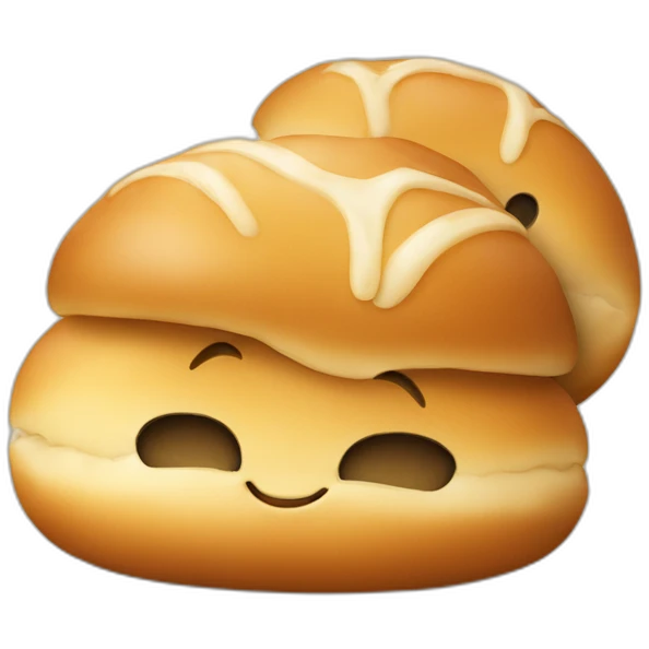 two breakfast buns hanging out and cuddling emoji