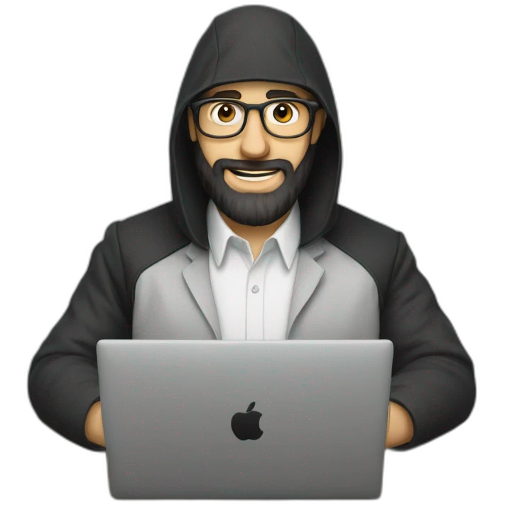 Hassid with payoth tech nerd with a computer emoji