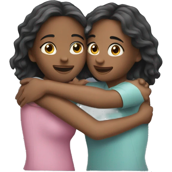 Two girls hugs emoji